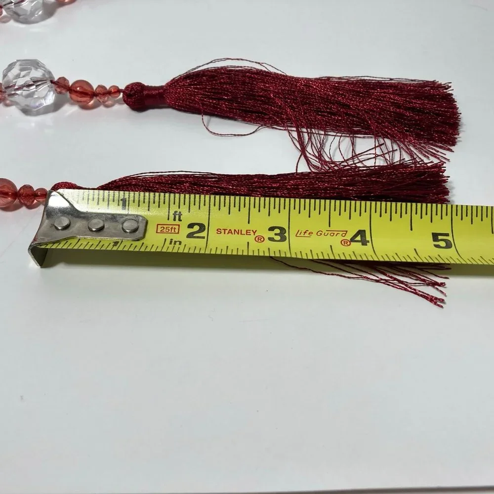 Burgundy Red Beaded Curtain Tieback Set of 2 Long